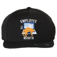 Funny Employee Of The Month Sleepy Cat Laptop Wool Snapback Cap