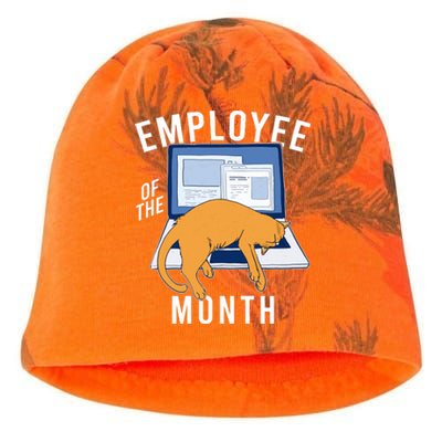 Funny Employee Of The Month Sleepy Cat Laptop Kati - Camo Knit Beanie