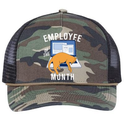 Funny Employee Of The Month Sleepy Cat Laptop Retro Rope Trucker Hat Cap