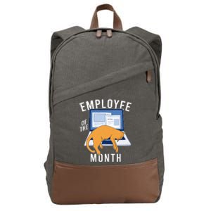 Funny Employee Of The Month Sleepy Cat Laptop Cotton Canvas Backpack