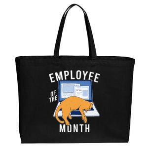 Funny Employee Of The Month Sleepy Cat Laptop Cotton Canvas Jumbo Tote