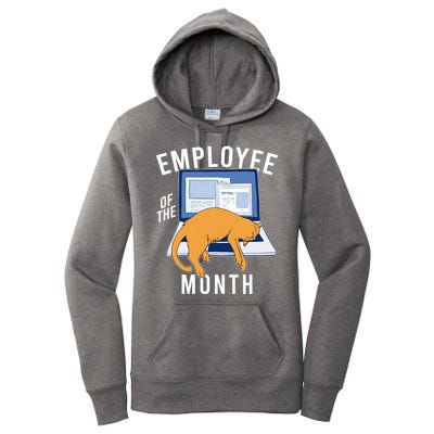 Funny Employee Of The Month Sleepy Cat Laptop Women's Pullover Hoodie