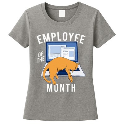 Funny Employee Of The Month Sleepy Cat Laptop Womens T-Shirt
