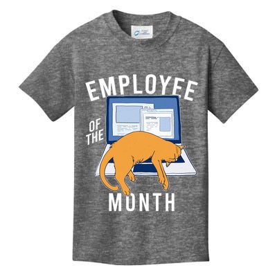 Funny Employee Of The Month Sleepy Cat Laptop Kids T-Shirt