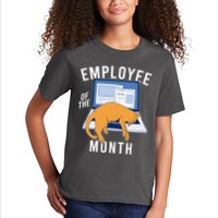 Funny Employee Of The Month Sleepy Cat Laptop Kids T-Shirt