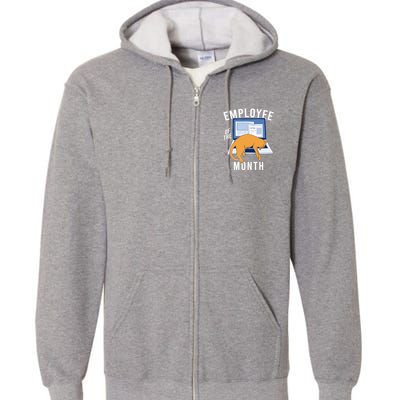 Funny Employee Of The Month Sleepy Cat Laptop Full Zip Hoodie