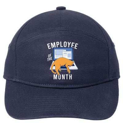 Funny Employee Of The Month Sleepy Cat Laptop 7-Panel Snapback Hat