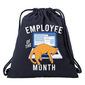 Funny Employee Of The Month Sleepy Cat Laptop Drawstring Bag