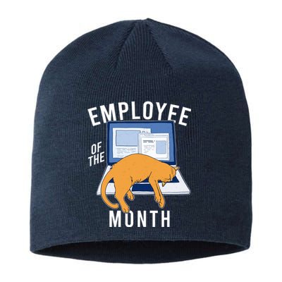 Funny Employee Of The Month Sleepy Cat Laptop Sustainable Beanie