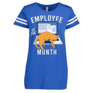 Funny Employee Of The Month Sleepy Cat Laptop Enza Ladies Jersey Football T-Shirt