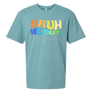 Funny End Of School Year Teacher Summer Bruh We Out Teachers Sueded Cloud Jersey T-Shirt