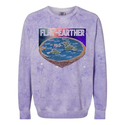 FlatEarther Earth Planet Space Lover Colorblast Crewneck Sweatshirt