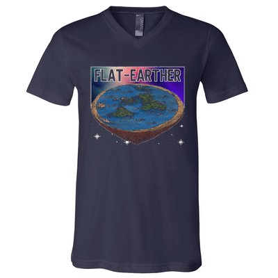 FlatEarther Earth Planet Space Lover V-Neck T-Shirt