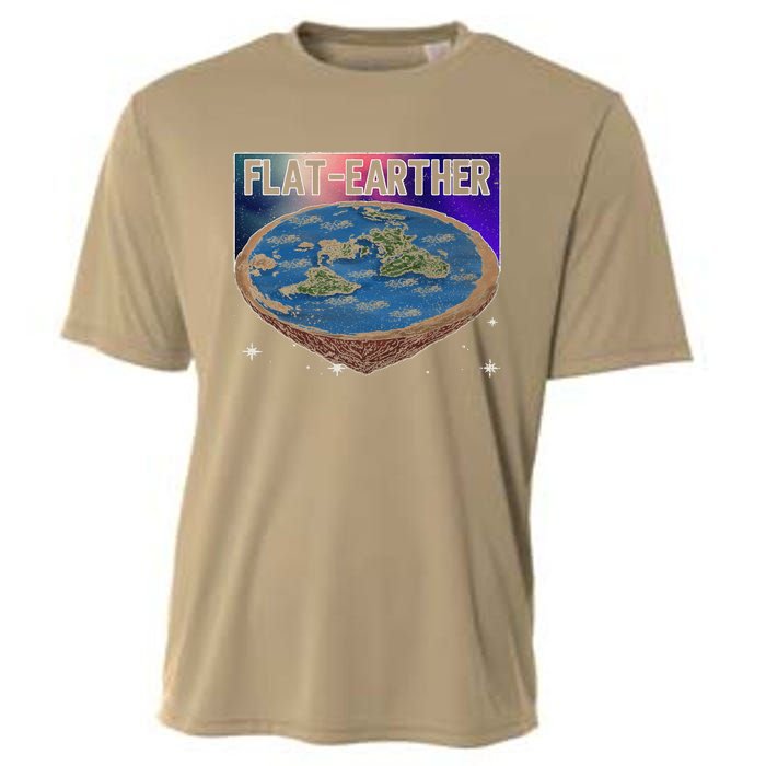 FlatEarther Earth Planet Space Lover Cooling Performance Crew T-Shirt