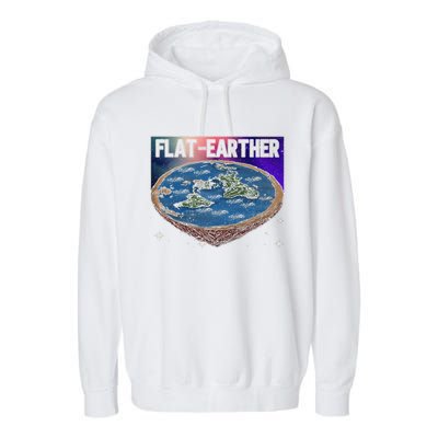 FlatEarther Earth Planet Space Lover Garment-Dyed Fleece Hoodie