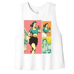 Fitness Enthusiasts Pop Art Cardio Lover Mom Cute Gift Women's Racerback Cropped Tank