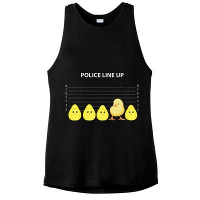 Funny Easter Police Line Up Chicks S Ladies PosiCharge Tri-Blend Wicking Tank