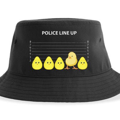 Funny Easter Police Line Up Chicks S Sustainable Bucket Hat