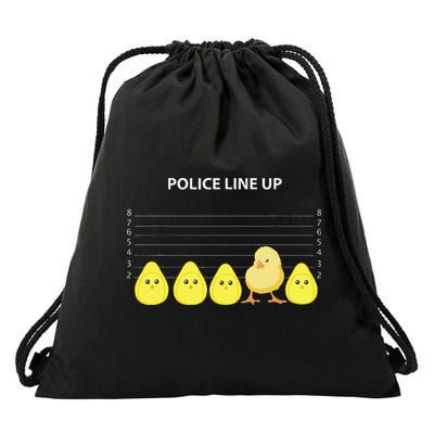 Funny Easter Police Line Up Chicks S Drawstring Bag