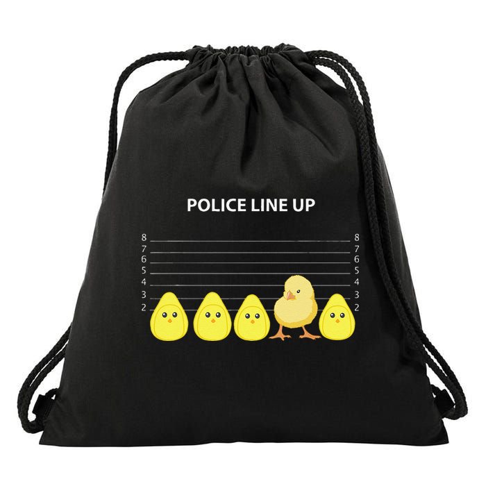 Funny Easter Police Line Up Chicks S Drawstring Bag