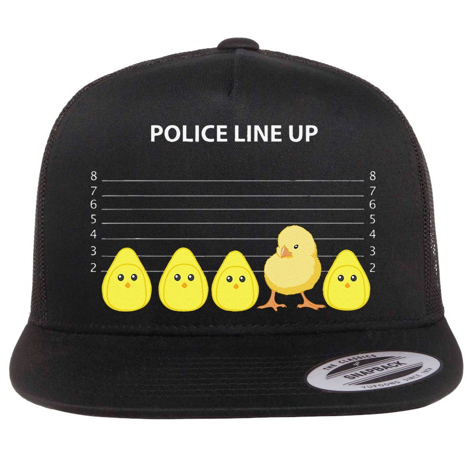 Funny Easter Police Line Up Chicks S Flat Bill Trucker Hat