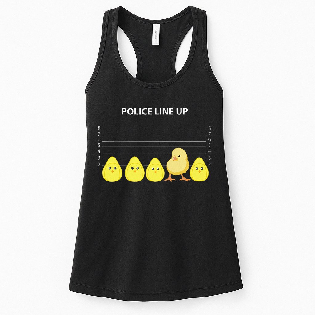 Funny Easter Police Line Up Chicks S Womens Tank Top