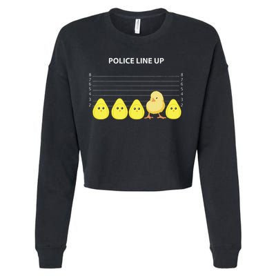 Funny Easter Police Line Up Chicks S Cropped Pullover Crew