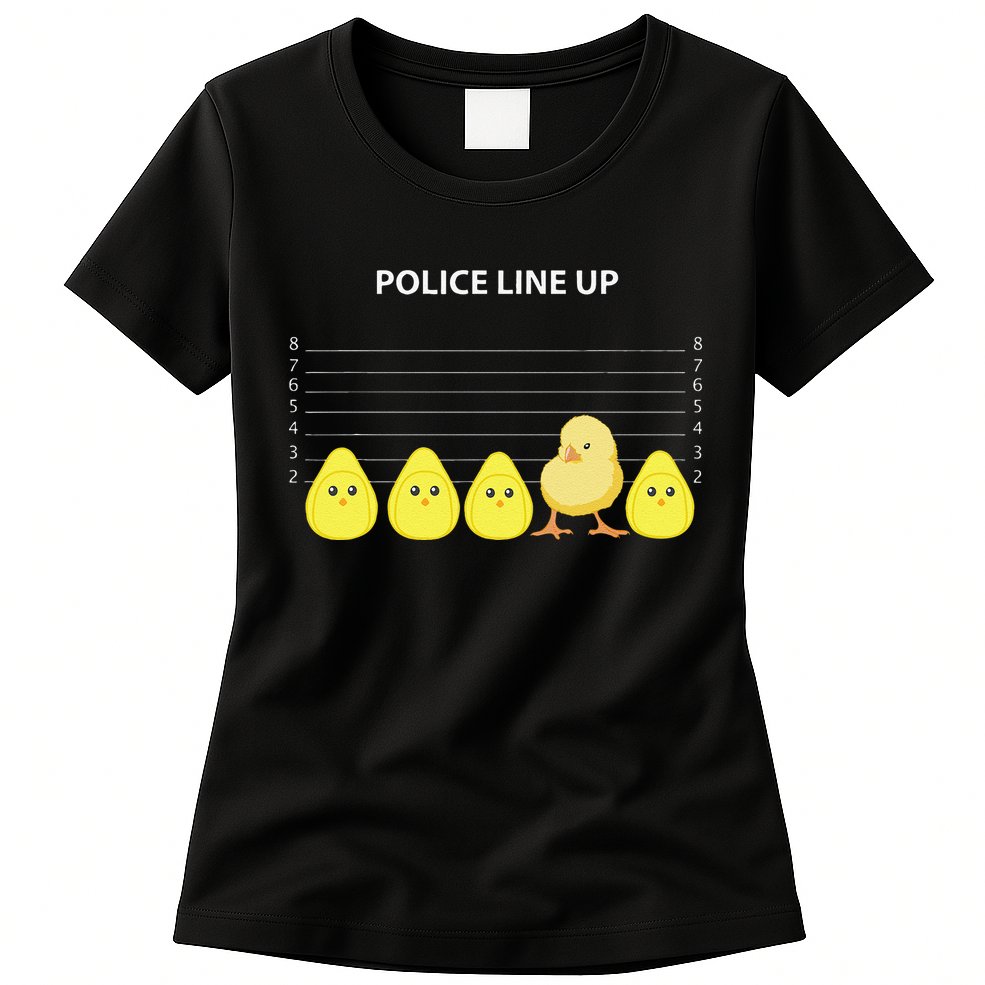 Funny Easter Police Line Up Chicks S Womens T-Shirt