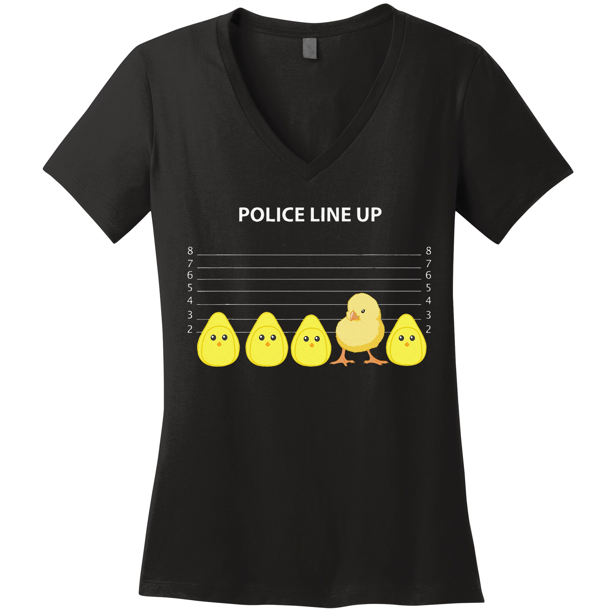 Funny Easter Police Line Up Chicks S Women's V-Neck T-Shirt