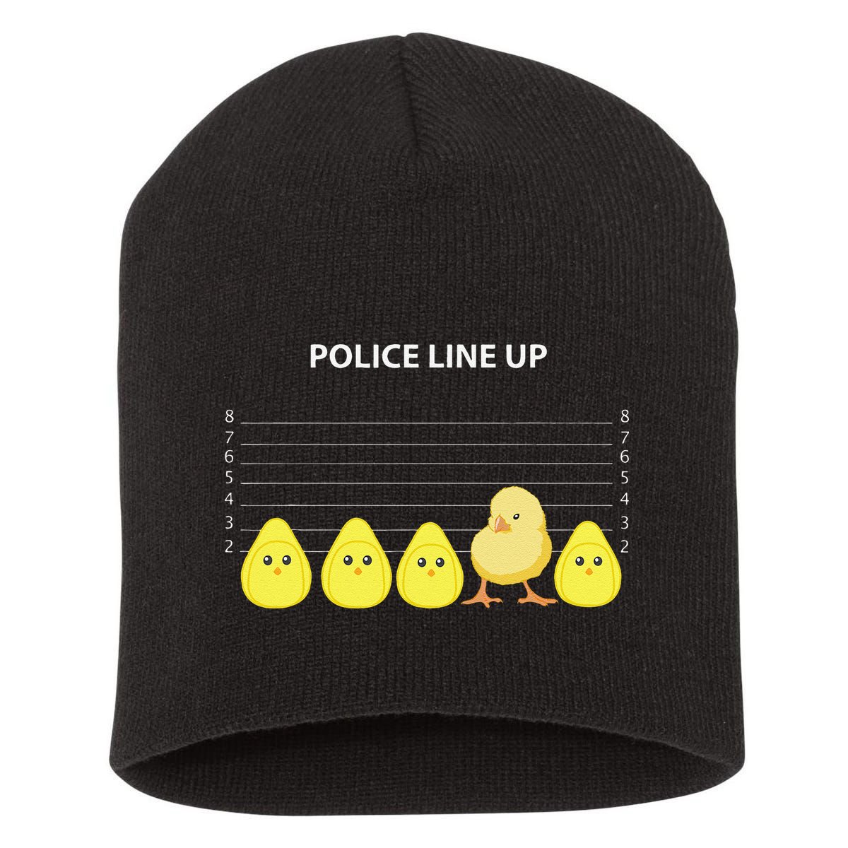 Funny Easter Police Line Up Chicks S Short Acrylic Beanie