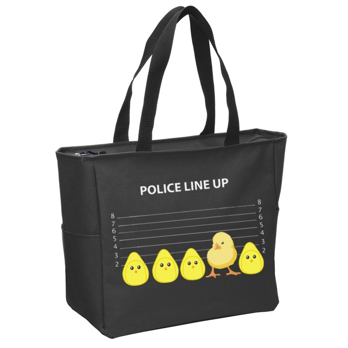 Funny Easter Police Line Up Chicks S Zip Tote Bag