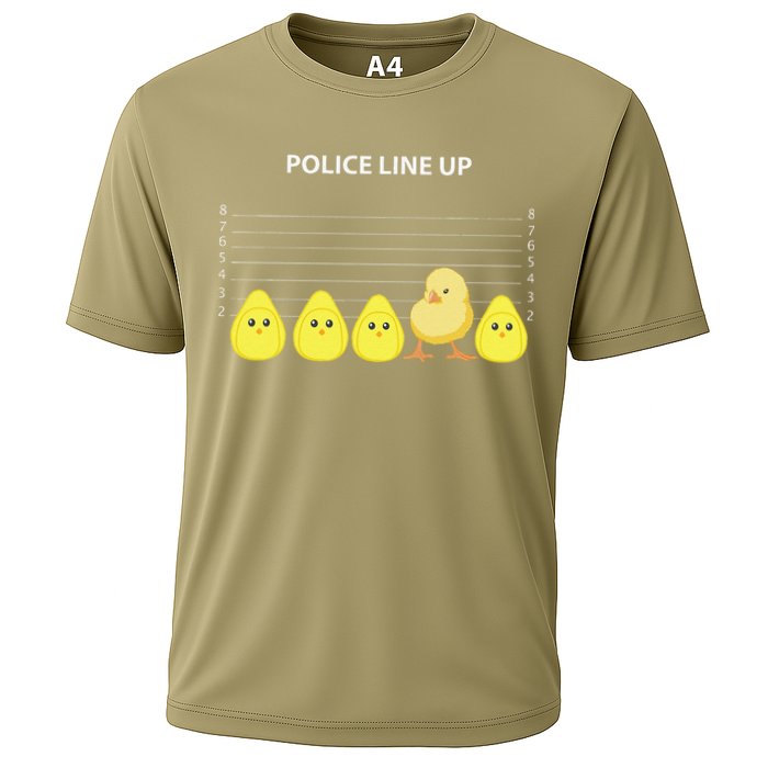 Funny Easter Police Line Up Chicks S Cooling Performance Crew T-Shirt