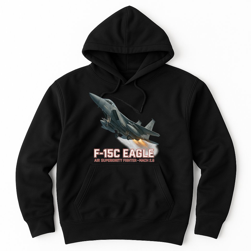 F-15C Eagle Poster – High-Speed Air Superiority Jet Design Hoodie