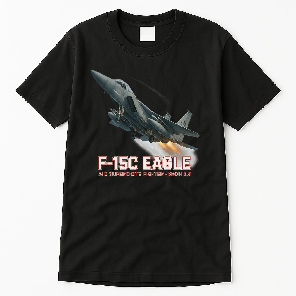 F-15C Eagle Poster – High-Speed Air Superiority Jet Design Tall T-Shirt
