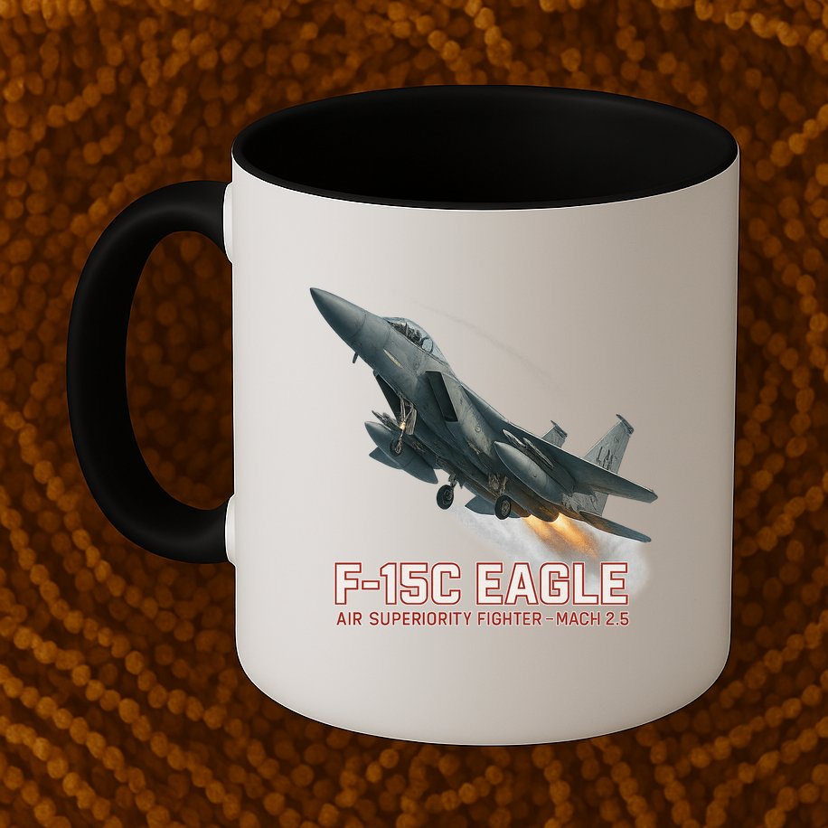 F-15C Eagle Poster – High-Speed Air Superiority Jet Design Mug