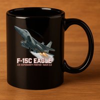 F-15C Eagle Poster – High-Speed Air Superiority Jet Design 11oz C Handle Ceramic Mug