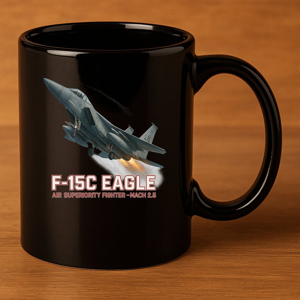 F-15C Eagle Poster – High-Speed Air Superiority Jet Design 11oz C Handle Ceramic Mug