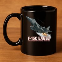 F-15C Eagle Poster – High-Speed Air Superiority Jet Design 11oz C Handle Ceramic Mug