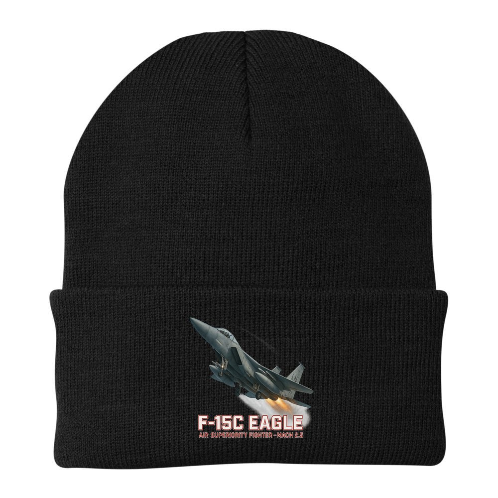F-15C Eagle Poster – High-Speed Air Superiority Jet Design Beanie