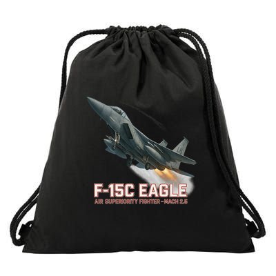 F-15C Eagle Poster – High-Speed Air Superiority Jet Design Drawstring Bag
