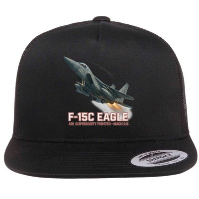 F-15C Eagle Poster – High-Speed Air Superiority Jet Design Flat Bill Trucker Hat
