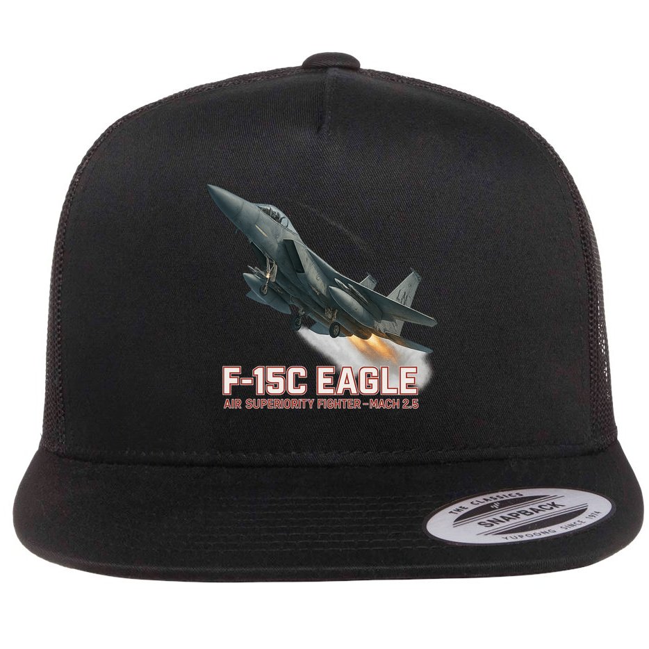 F-15C Eagle Poster – High-Speed Air Superiority Jet Design Flat Bill Trucker Hat