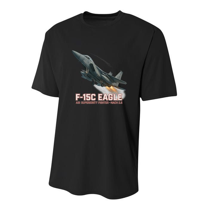 F-15C Eagle Poster – High-Speed Air Superiority Jet Design Youth Performance Sprint T-Shirt