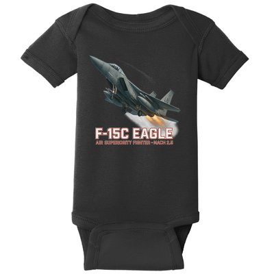 F-15C Eagle Poster – High-Speed Air Superiority Jet Design Baby Bodysuit
