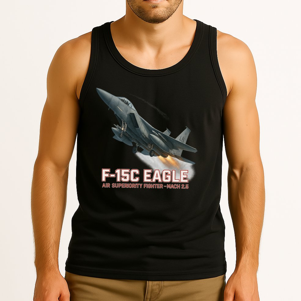 F-15C Eagle Poster – High-Speed Air Superiority Jet Design Tank Top