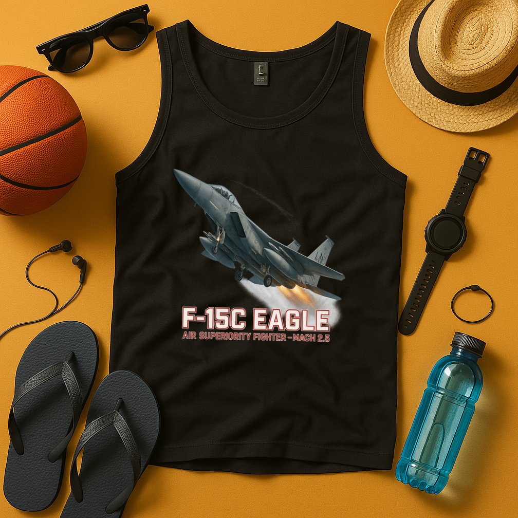 F-15C Eagle Poster – High-Speed Air Superiority Jet Design Tank Top