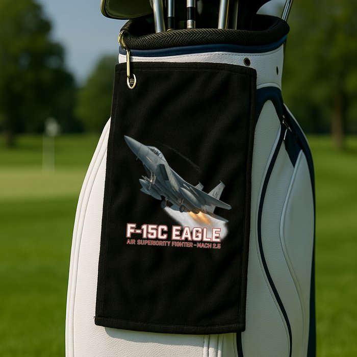 F-15C Eagle Poster – High-Speed Air Superiority Jet Design Golf Towel