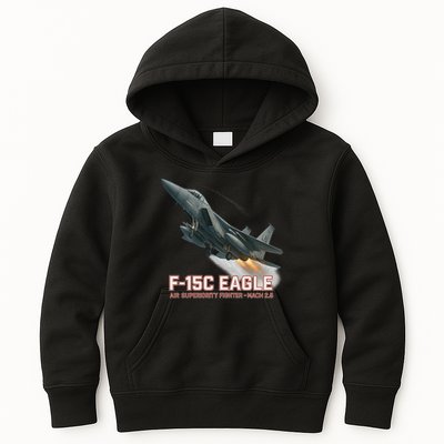 F-15C Eagle Poster – High-Speed Air Superiority Jet Design Kids Hoodie