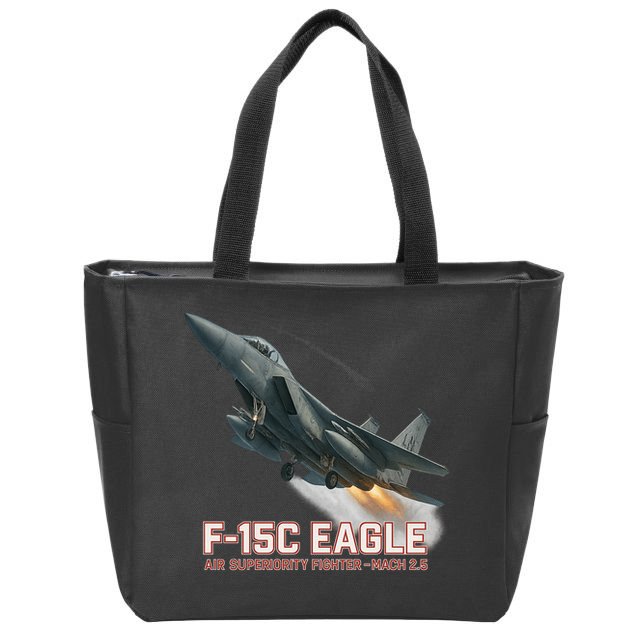 F-15C Eagle Poster – High-Speed Air Superiority Jet Design Zip Tote Bag