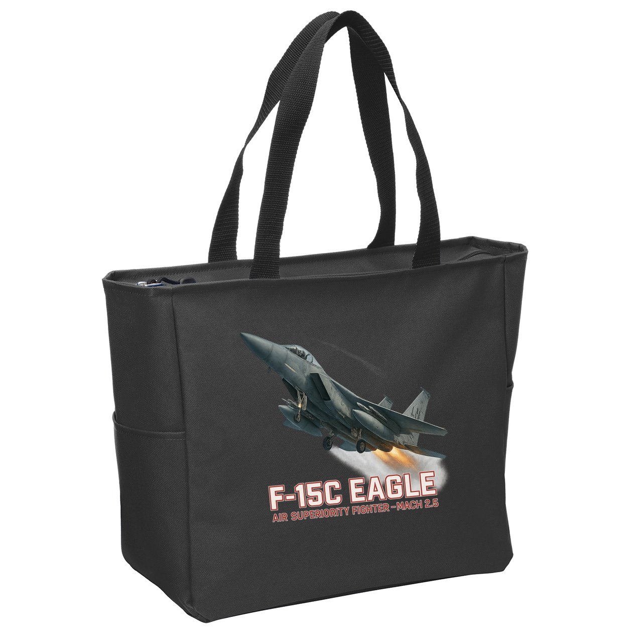 F-15C Eagle Poster – High-Speed Air Superiority Jet Design Zip Tote Bag